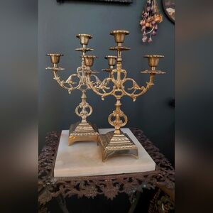 Pair Of Vintage Brass Candelabras
